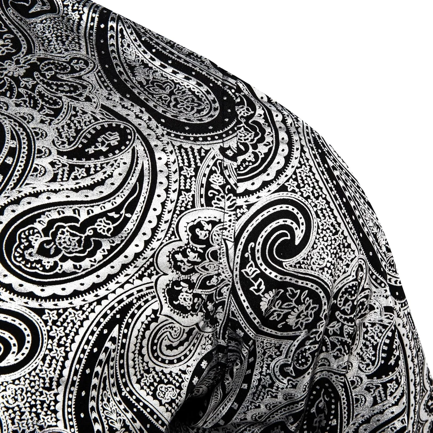 DiBanGu Men's Shiny Dress Shirt Luxury Paisley Printed Shirt Long Sleeve Button Down Shirts for Party Prom