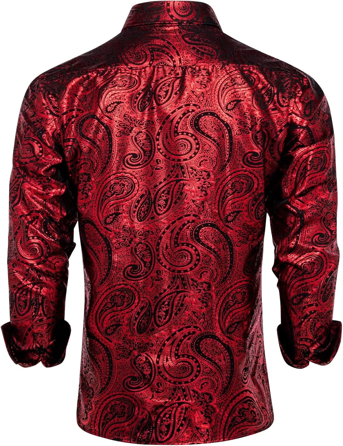 DiBanGu Men's Shiny Dress Shirt Luxury Paisley Printed Shirt Long Sleeve Button Down Shirts for Party Prom
