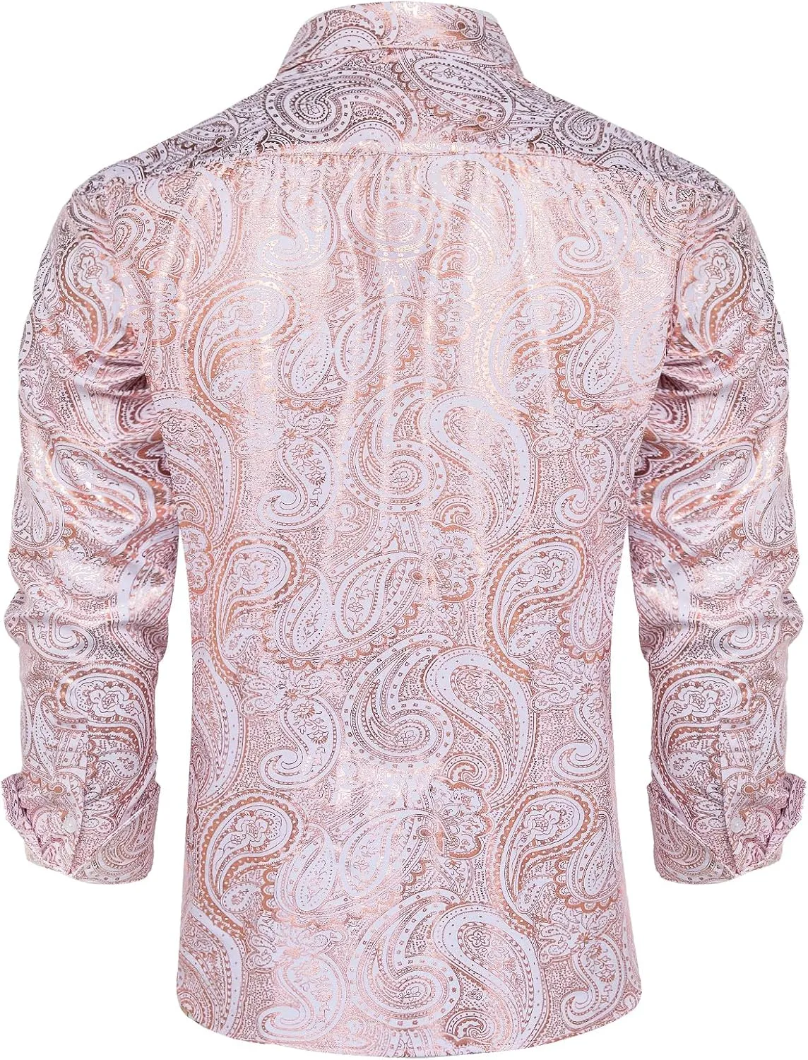 DiBanGu Men's Shiny Dress Shirt Luxury Paisley Printed Shirt Long Sleeve Button Down Shirts for Party Prom