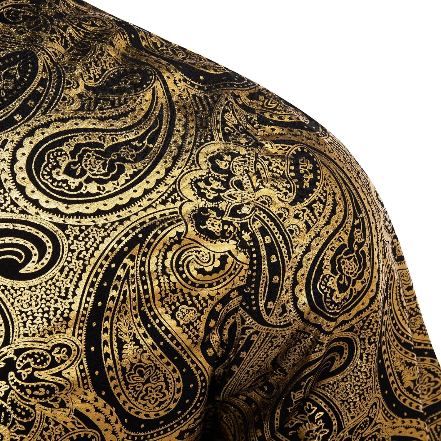 DiBanGu Men's Shiny Dress Shirt Luxury Paisley Printed Shirt Long Sleeve Button Down Shirts for Party Prom