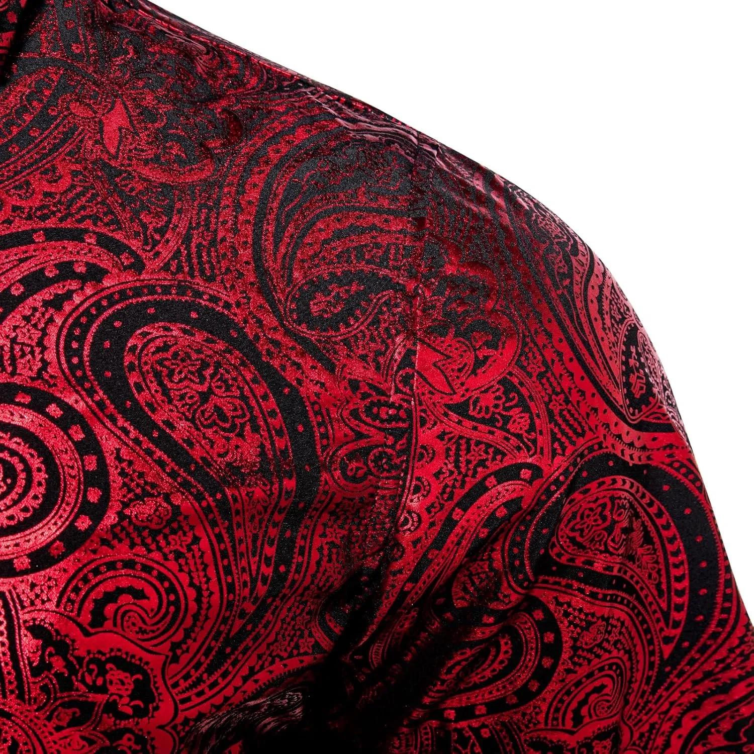 DiBanGu Men's Shiny Dress Shirt Luxury Paisley Printed Shirt Long Sleeve Button Down Shirts for Party Prom