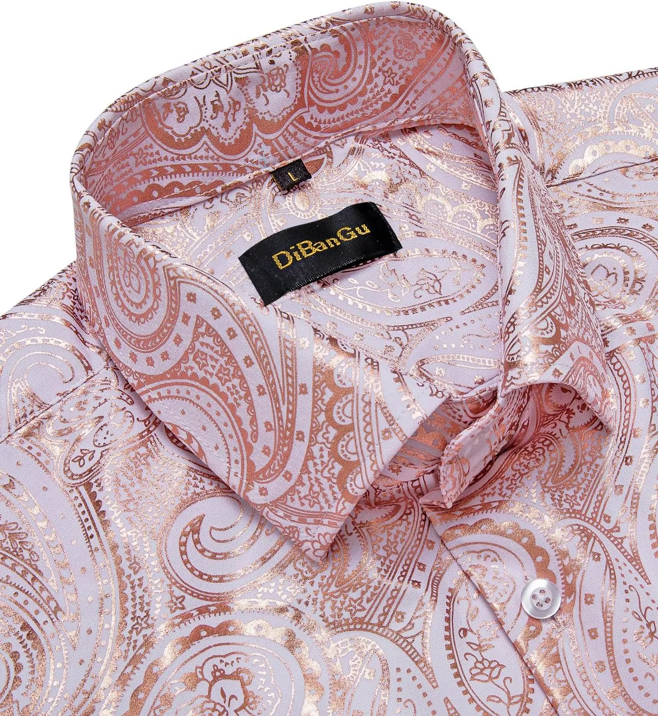 DiBanGu Men's Shiny Dress Shirt Luxury Paisley Printed Shirt Long Sleeve Button Down Shirts for Party Prom
