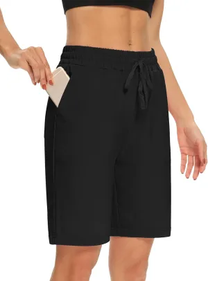 DIBAOLONG Womens Yoga Shorts Loose Comfy Drawstring Lounge Bermuda Shorts with 3 Pockets