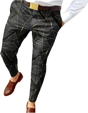 Dress Pants for Men, Men's Fashion Stretch Dress Pants Slim Fit Plaid Skinny Suit Pants Casual Business Golf Dress Pants