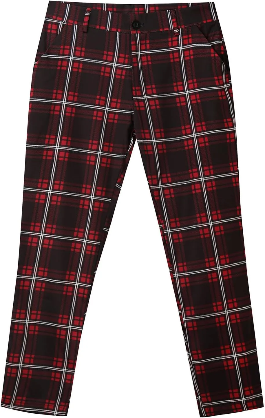 Dress Pants for Men, Men's Fashion Stretch Dress Pants Slim Fit Plaid Skinny Suit Pants Casual Business Golf Dress Pants
