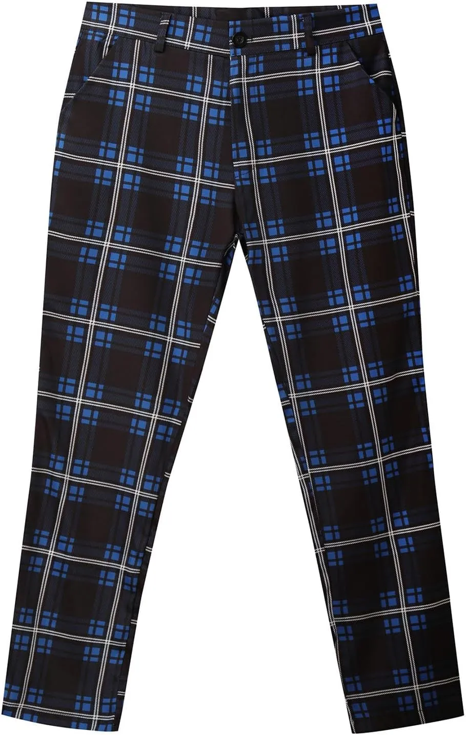 Dress Pants for Men, Men's Fashion Stretch Dress Pants Slim Fit Plaid Skinny Suit Pants Casual Business Golf Dress Pants