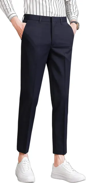 ESSYSHE Men’s Cropped Slim Fit Dress Pants Tapered Ankle Dress Pants Suit Pants