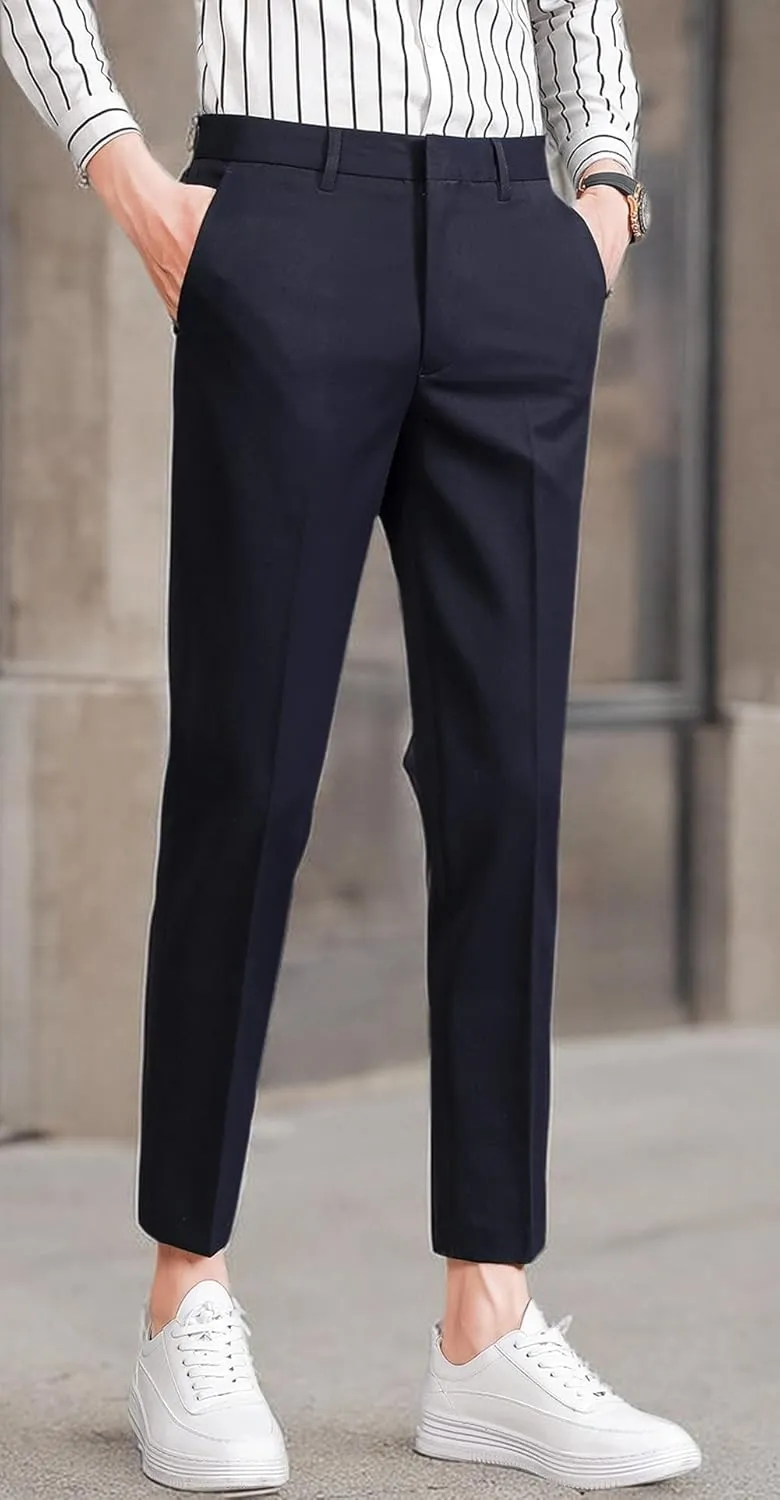 ESSYSHE Men’s Cropped Slim Fit Dress Pants Tapered Ankle Dress Pants Suit Pants