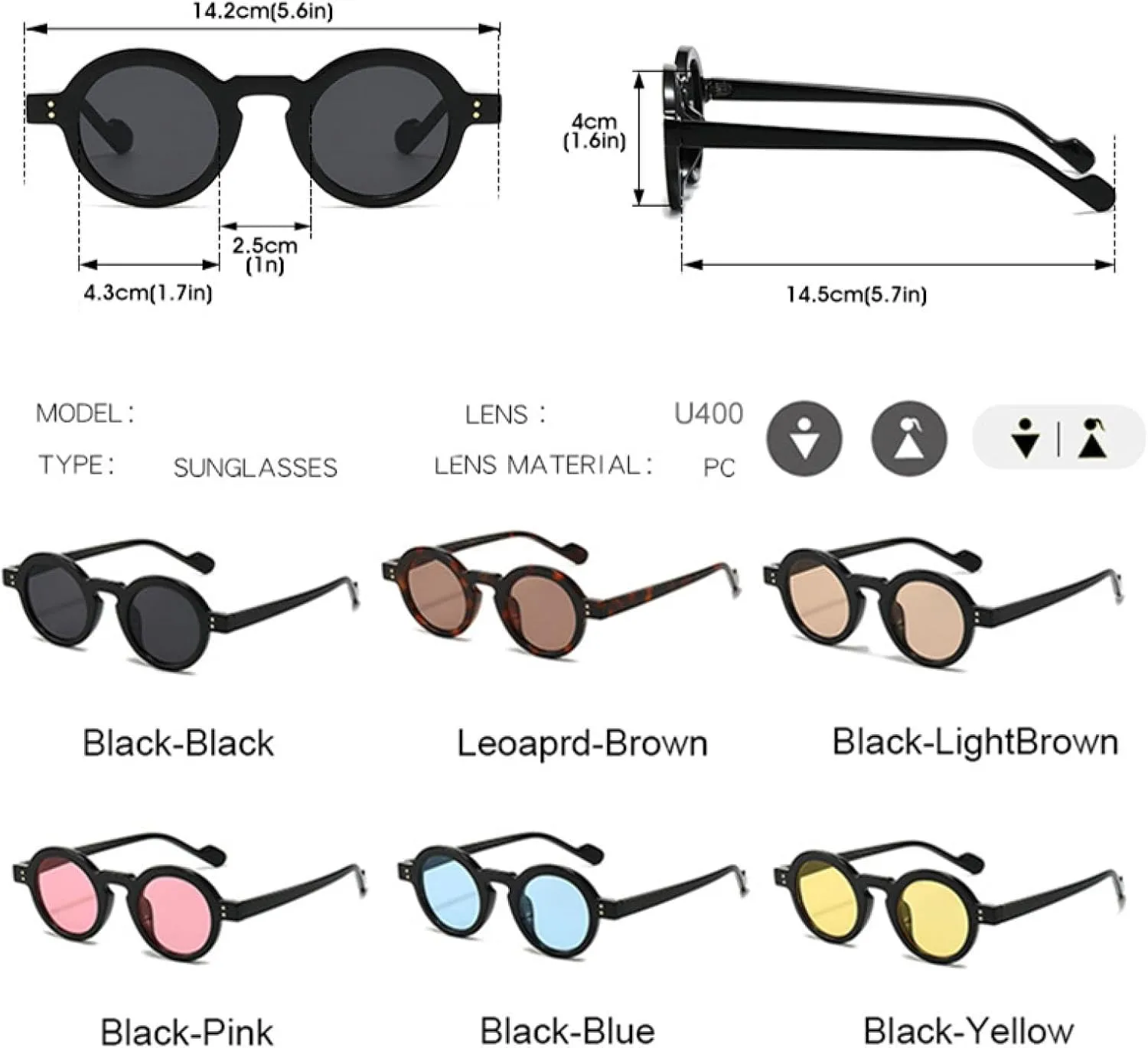 Fashion Round Sunglasses for Women Small Frame Luxury Vintage Rivets