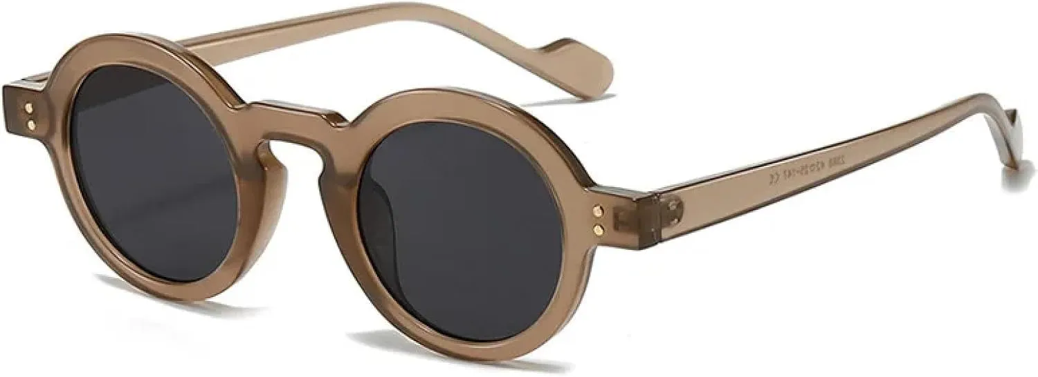 Fashion Round Sunglasses for Women Small Frame Luxury Vintage Rivets