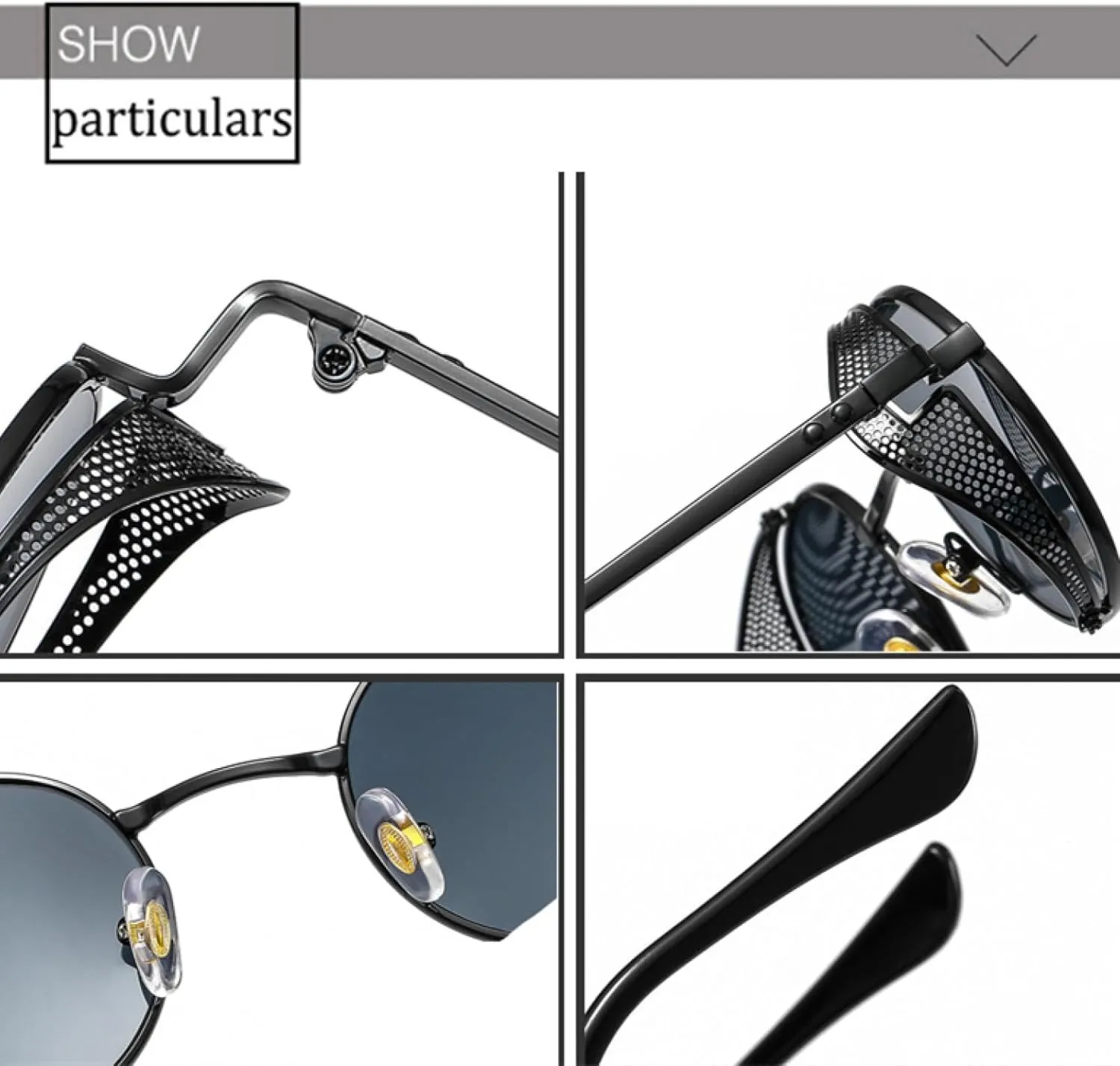 Fashion Steampunk Vintage Metal Round Sunglasses for Women Small Uv400 Classic
