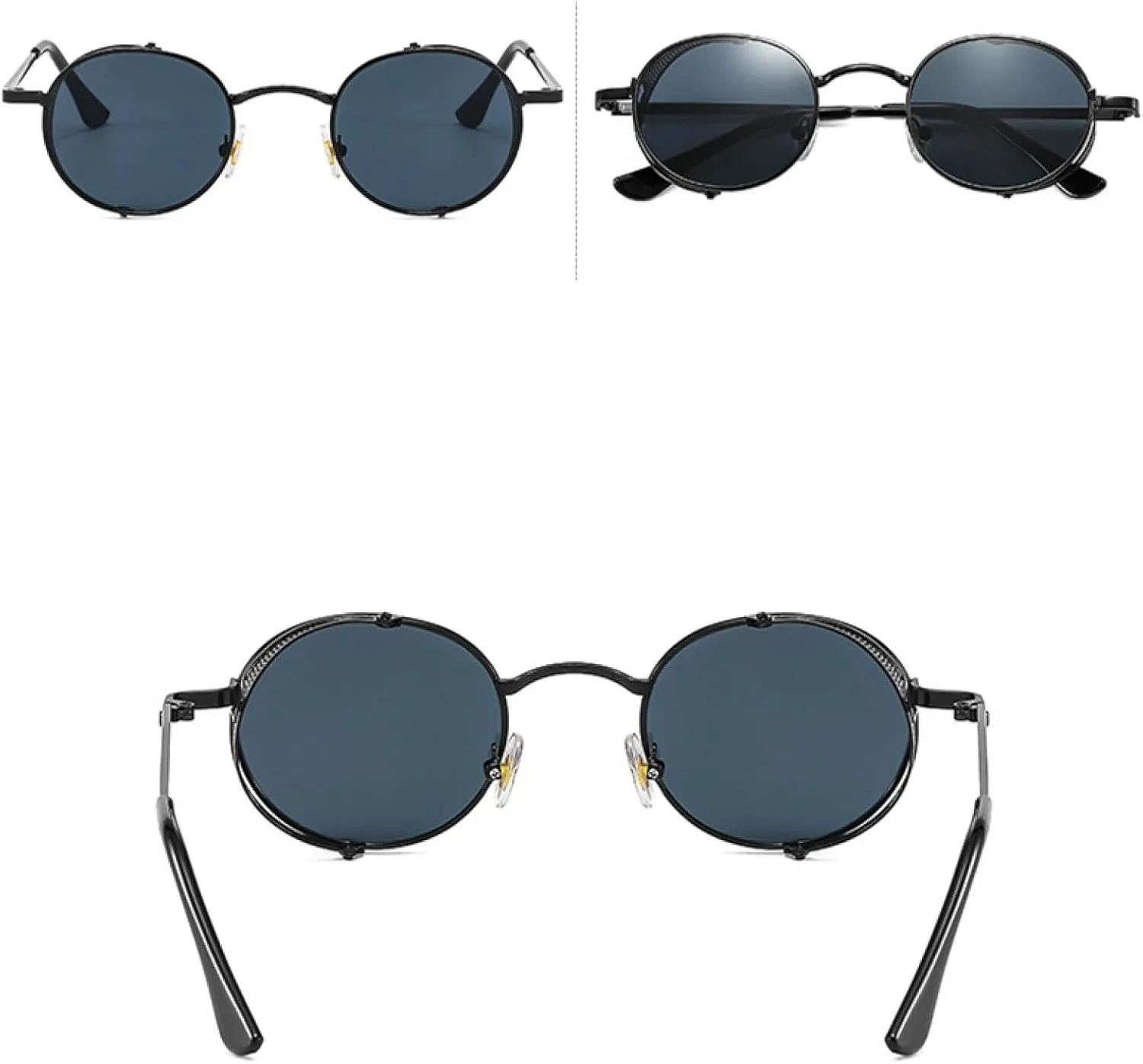 Fashion Steampunk Vintage Metal Round Sunglasses for Women Small Uv400 Classic