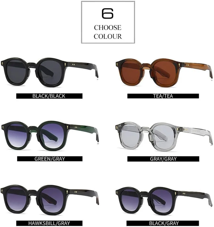 Fashion Women Round Sunglasses Retro Rivets Men Shades UV400
