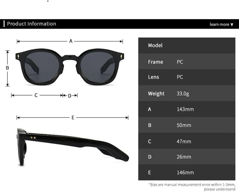 Fashion Women Round Sunglasses Retro Rivets Men Shades UV400