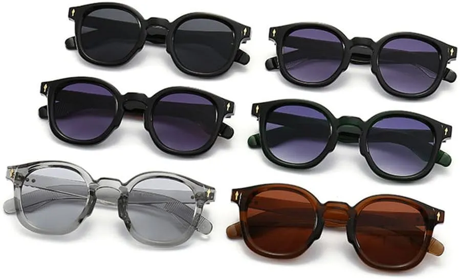 Fashion Women Round Sunglasses Retro Rivets Men Shades UV400