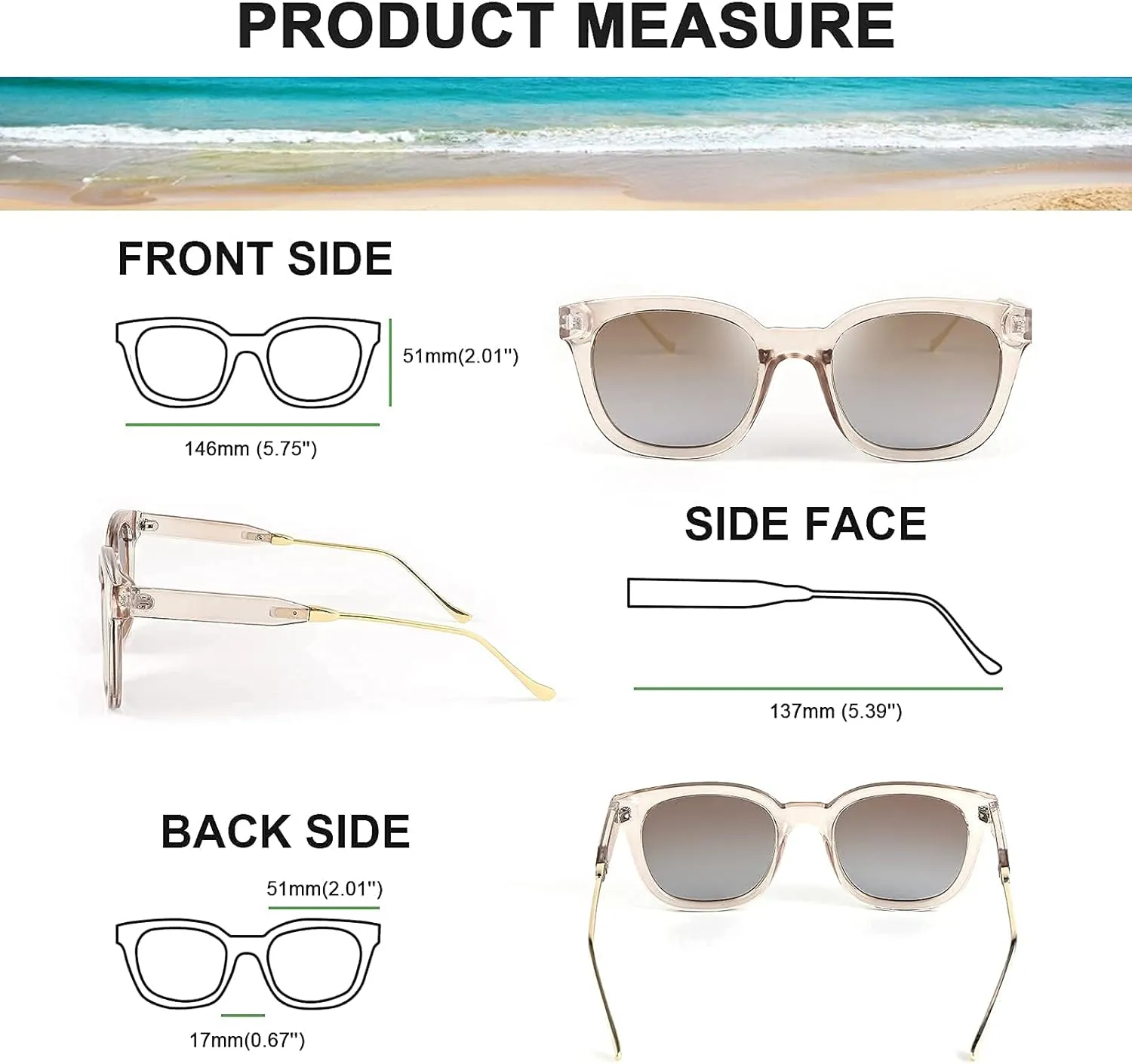 FEISEDY Square Polarized Sunglasses Women Men Retro Trendy Shades UV400 Lenses B2624