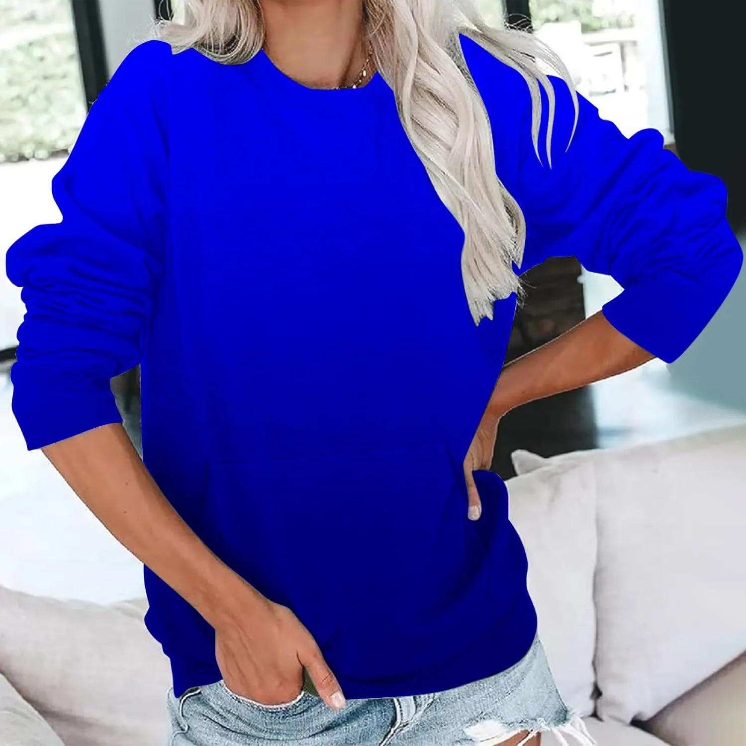 Firzero Crewneck Sweatshirts Women Cute Tie Dye Gradient Pullover Tops Loose Long Sleeve Oversized Sweatshirt