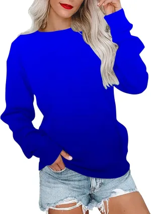 Firzero Crewneck Sweatshirts Women Cute Tie Dye Gradient Pullover Tops Loose Long Sleeve Oversized Sweatshirt