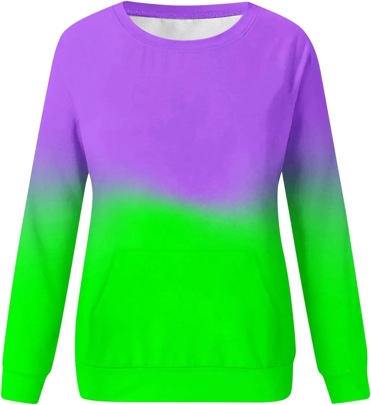 Firzero Crewneck Sweatshirts Women Cute Tie Dye Gradient Pullover Tops Loose Long Sleeve Oversized Sweatshirt