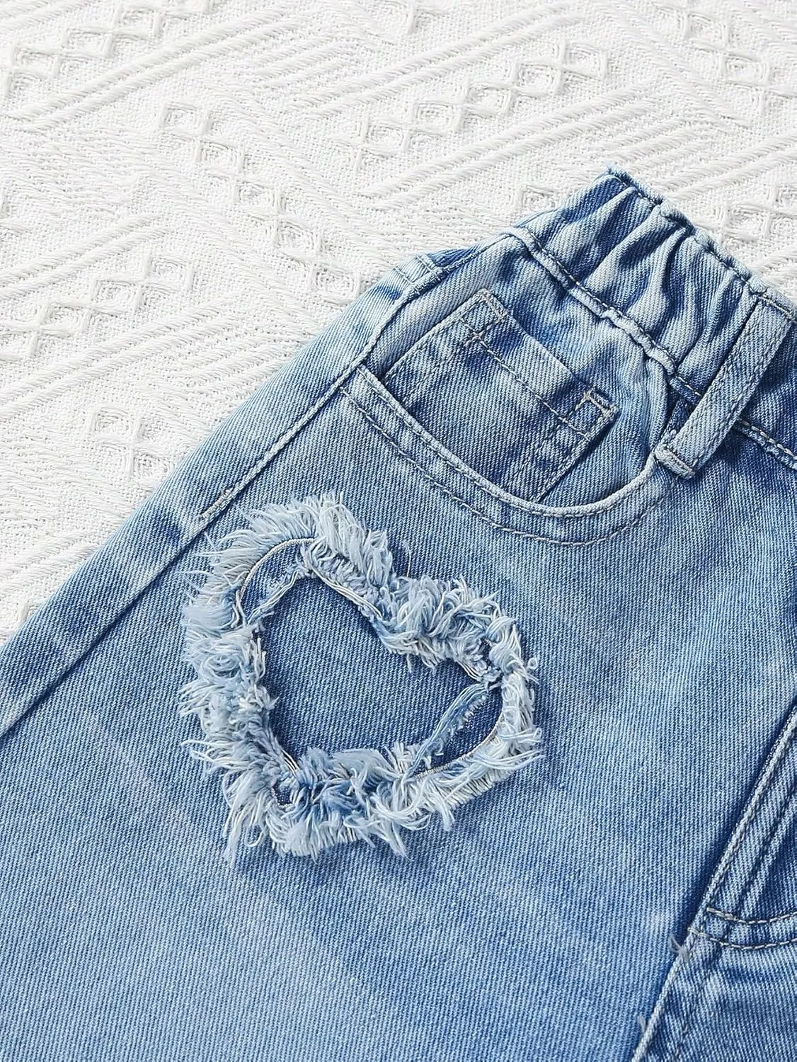 Floerns Girl's Floral Pattern Kids Jeans Elastic Waist Wide Leg Denim Pants