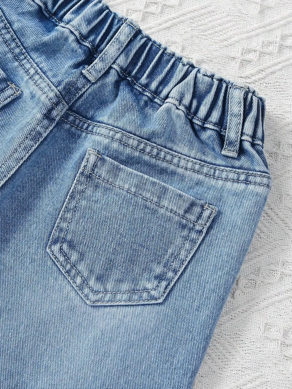 Floerns Girl's Floral Pattern Kids Jeans Elastic Waist Wide Leg Denim Pants