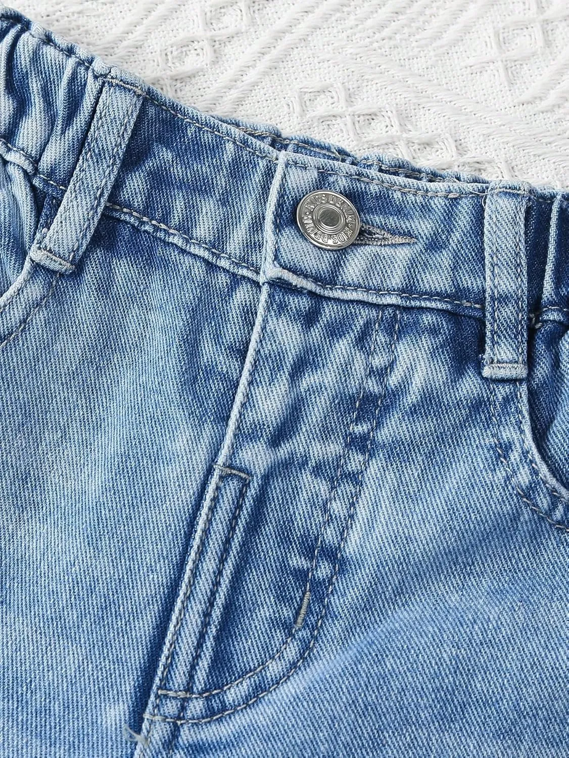 Floerns Girl's Floral Pattern Kids Jeans Elastic Waist Wide Leg Denim Pants