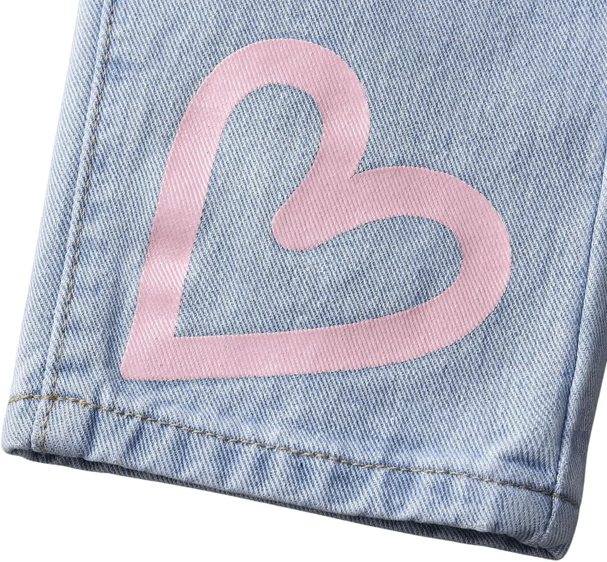 Floerns Girl's Floral Pattern Kids Jeans Elastic Waist Wide Leg Denim Pants