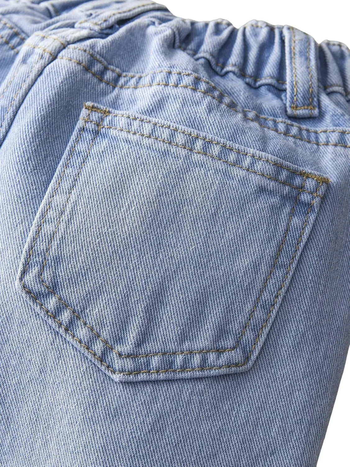 Floerns Girl's Floral Pattern Kids Jeans Elastic Waist Wide Leg Denim Pants