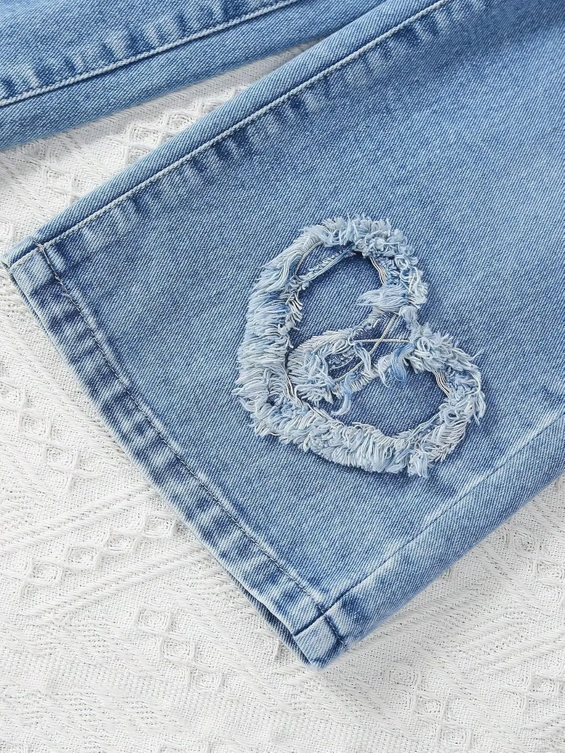 Floerns Girl's Floral Pattern Kids Jeans Elastic Waist Wide Leg Denim Pants