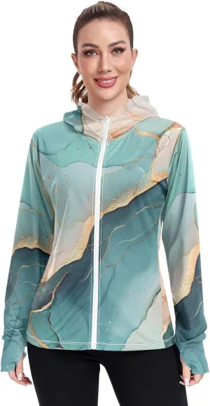 Full Zip Hoodie Quick Dry Workout Shirts UPF 50  Protection Athletic Jacket Hiking Outdoor