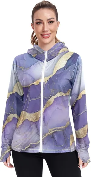 Full Zip Hoodie Quick Dry Workout Shirts UPF 50  Protection Athletic Jacket Hiking Outdoor