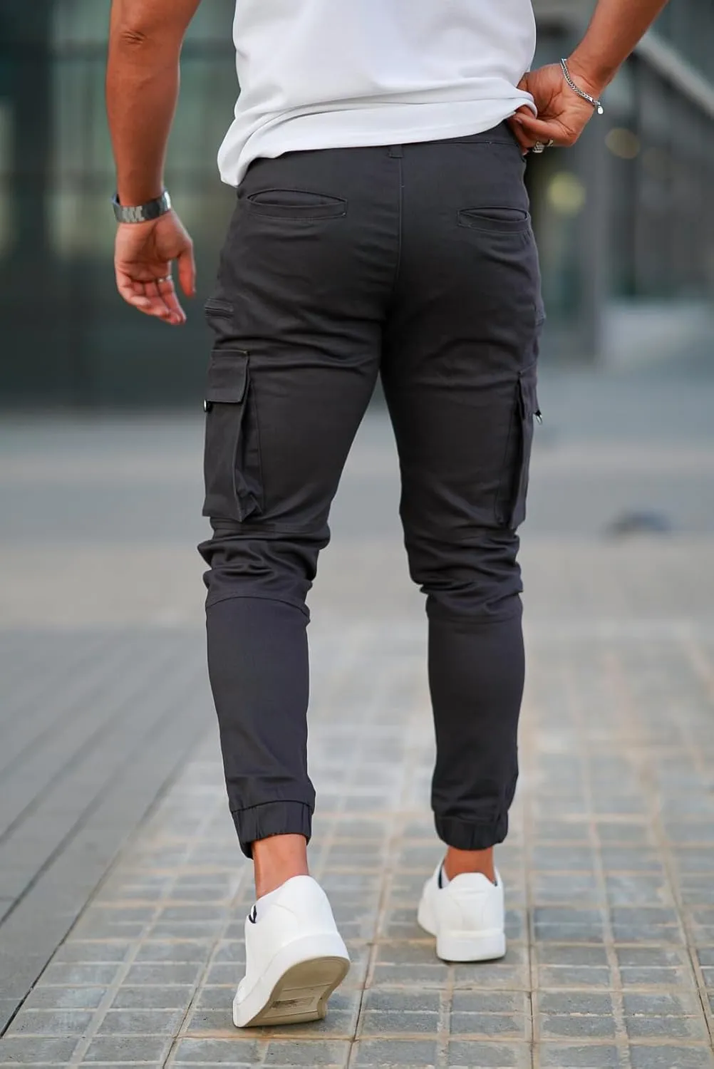 GINGTTO Mens Cargo Jogger Pants Slim Fit Stretch Zipper Pockets Thick Cotton Pants for Men