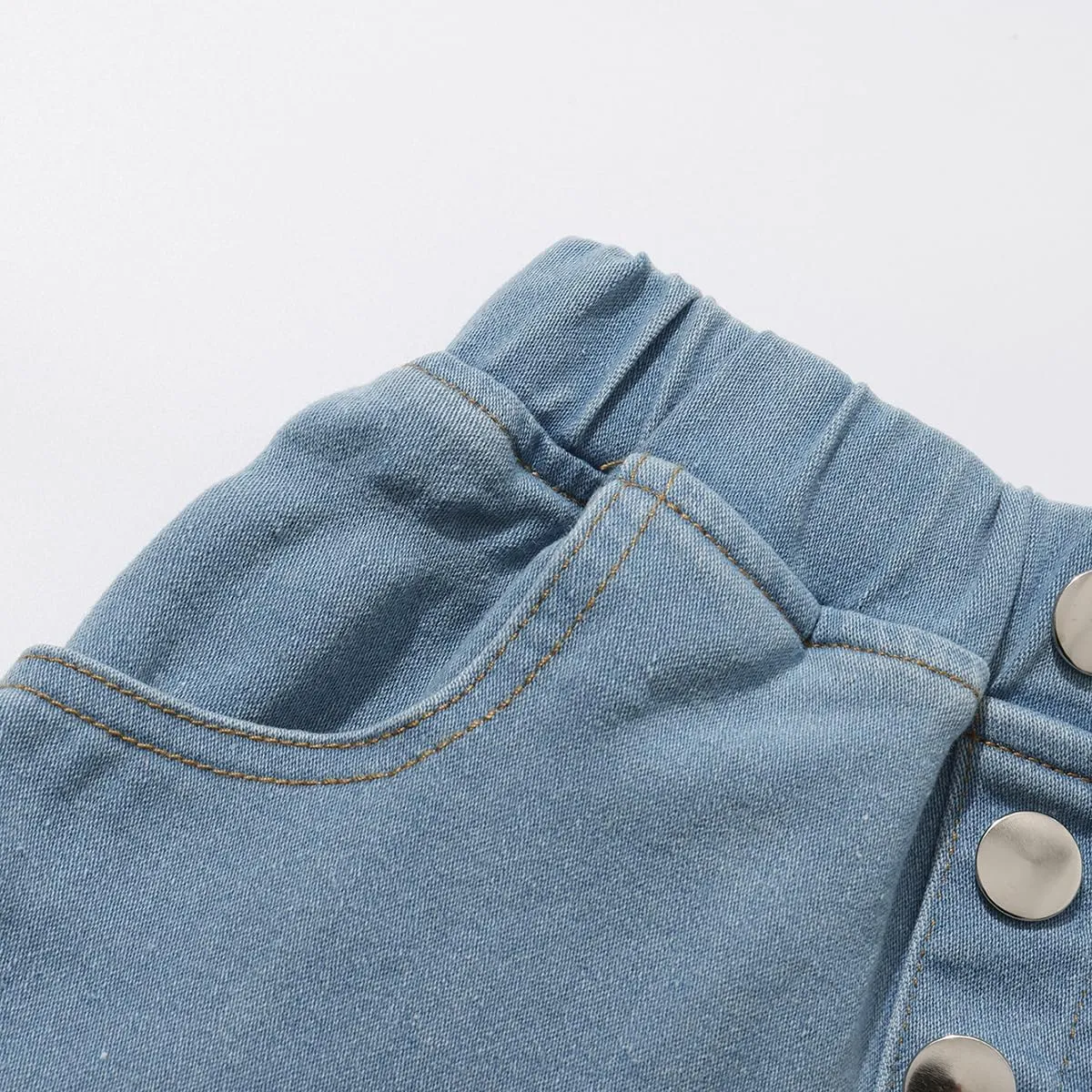 Girls Denim Lace Skirt Casual Mini Stretch Waist Flared Pleated Ruffle Short Jean Tutu Skirts for Kids