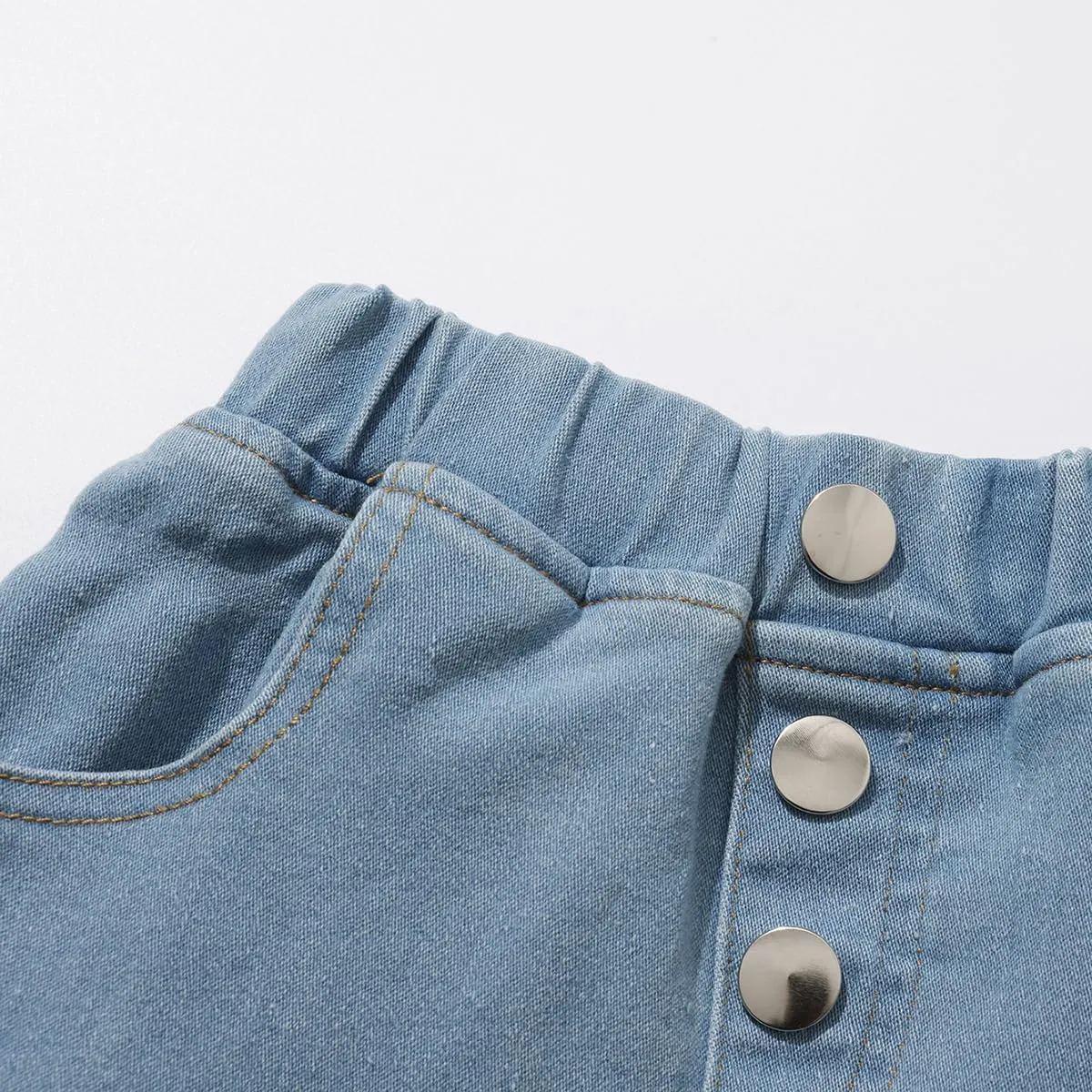 Girls Denim Lace Skirt Casual Mini Stretch Waist Flared Pleated Ruffle Short Jean Tutu Skirts for Kids