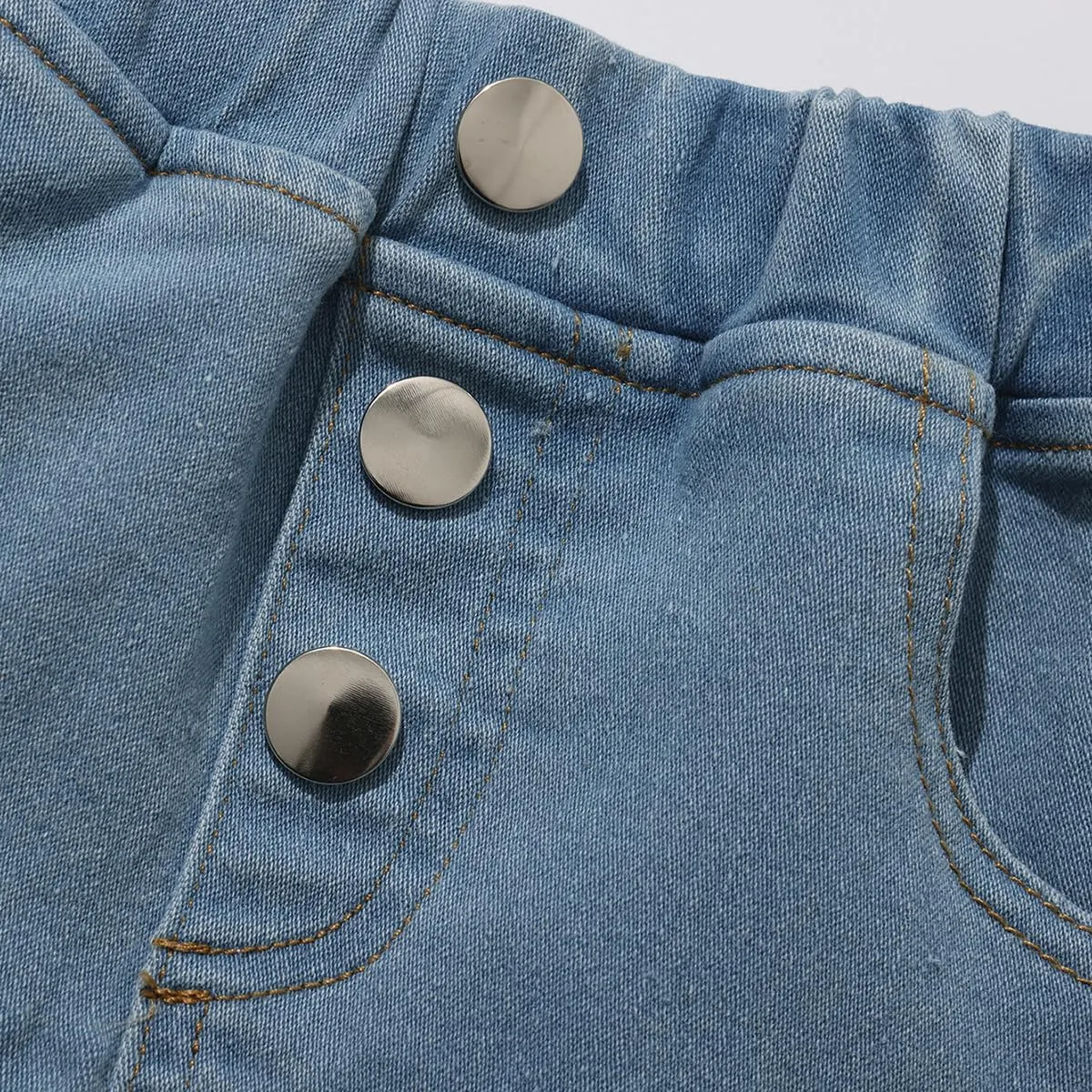 Girls Denim Lace Skirt Casual Mini Stretch Waist Flared Pleated Ruffle Short Jean Tutu Skirts for Kids