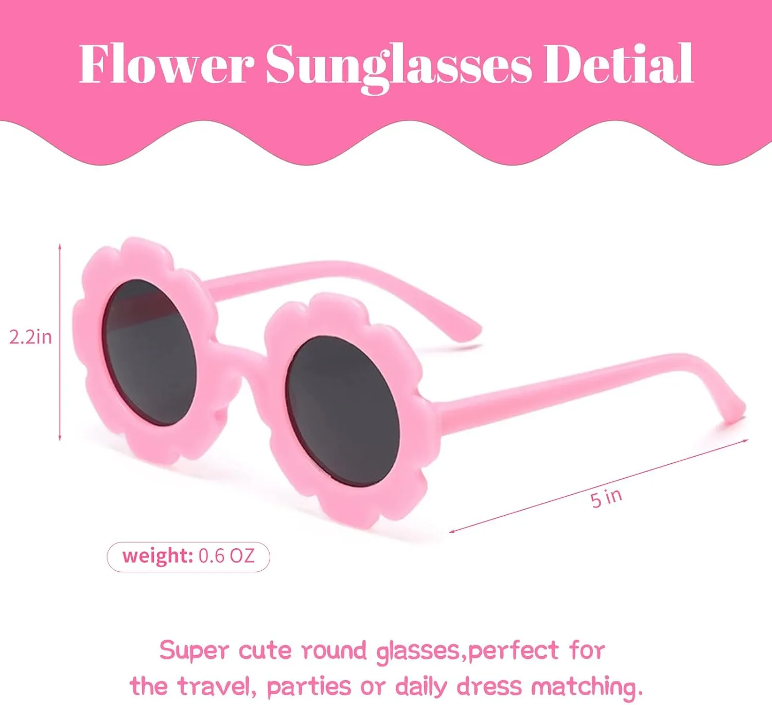 Girls Straw Hat with Flower Round Sunglasses, Summer Foldable Large Brim Sunflower Bowknot Beach Toddler Straw Sun Hat, 2-6T