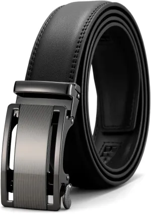 GOIACII Men's Leather Belt Ratchet Slide Buckle Customizable Fit Waistline with Gift Box