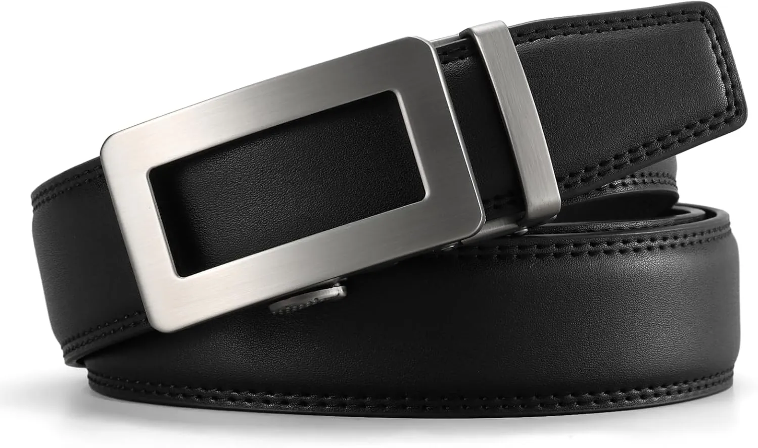 GOIACII Men's Leather Belt Ratchet Slide Buckle Customizable Fit Waistline with Gift Box