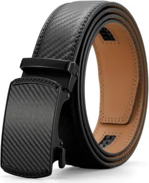 GOIACII Men's Leather Belt Ratchet Slide Buckle Customizable Fit Waistline with Gift Box