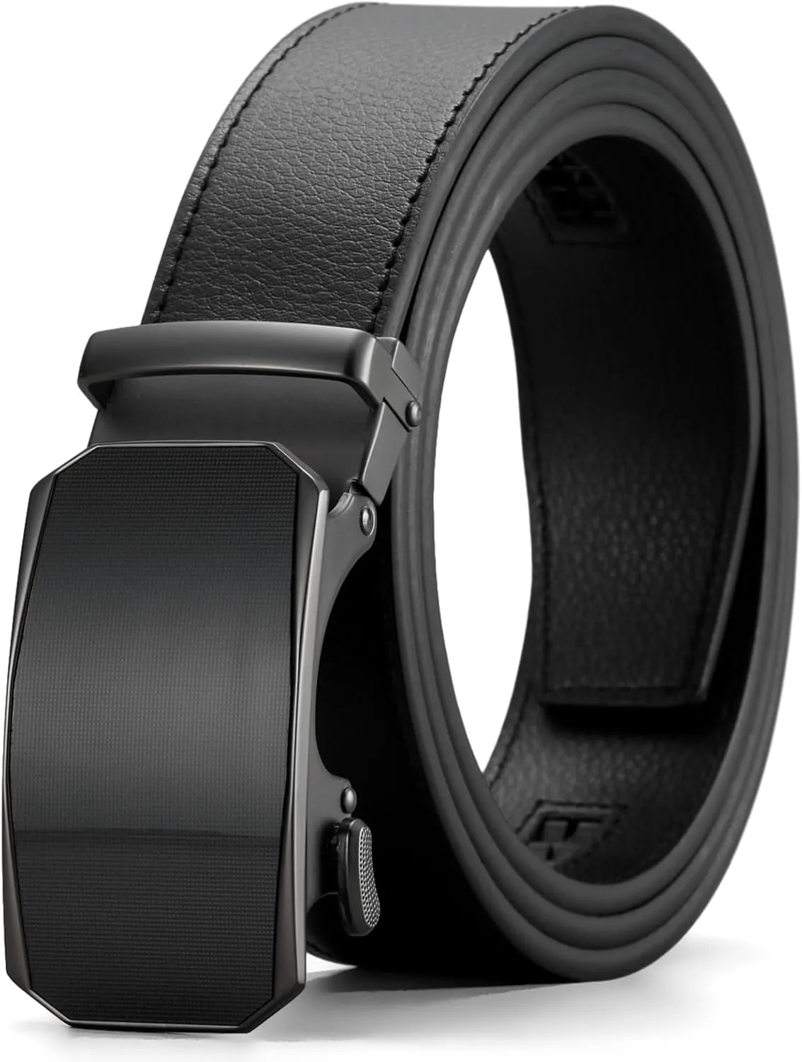 GOIACII Men's Leather Belt Ratchet Slide Buckle Customizable Fit Waistline with Gift Box