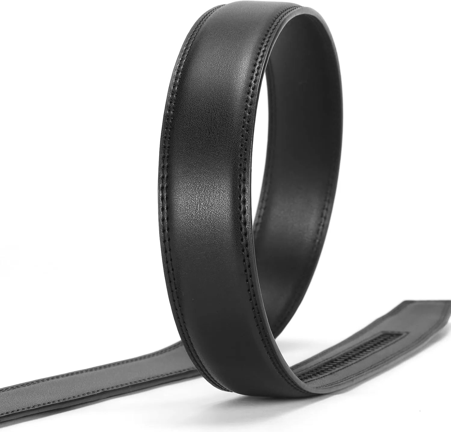 GOIACII Men's Leather Belt Ratchet Slide Buckle Customizable Fit Waistline with Gift Box