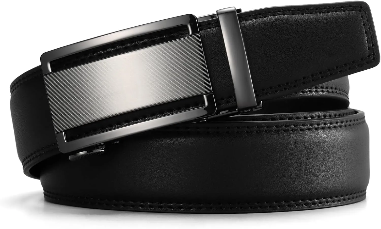 GOIACII Men's Leather Belt Ratchet Slide Buckle Customizable Fit Waistline with Gift Box