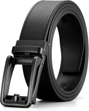 GOIACII Men's Leather Belt Ratchet Slide Buckle Customizable Fit Waistline with Gift Box