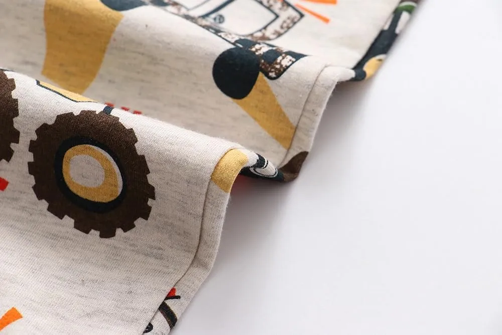 HUAER& Boys Cartoon Print Dinosaur Monkey Pattern Cotton Pants Drawstring Elastic Sweatpants