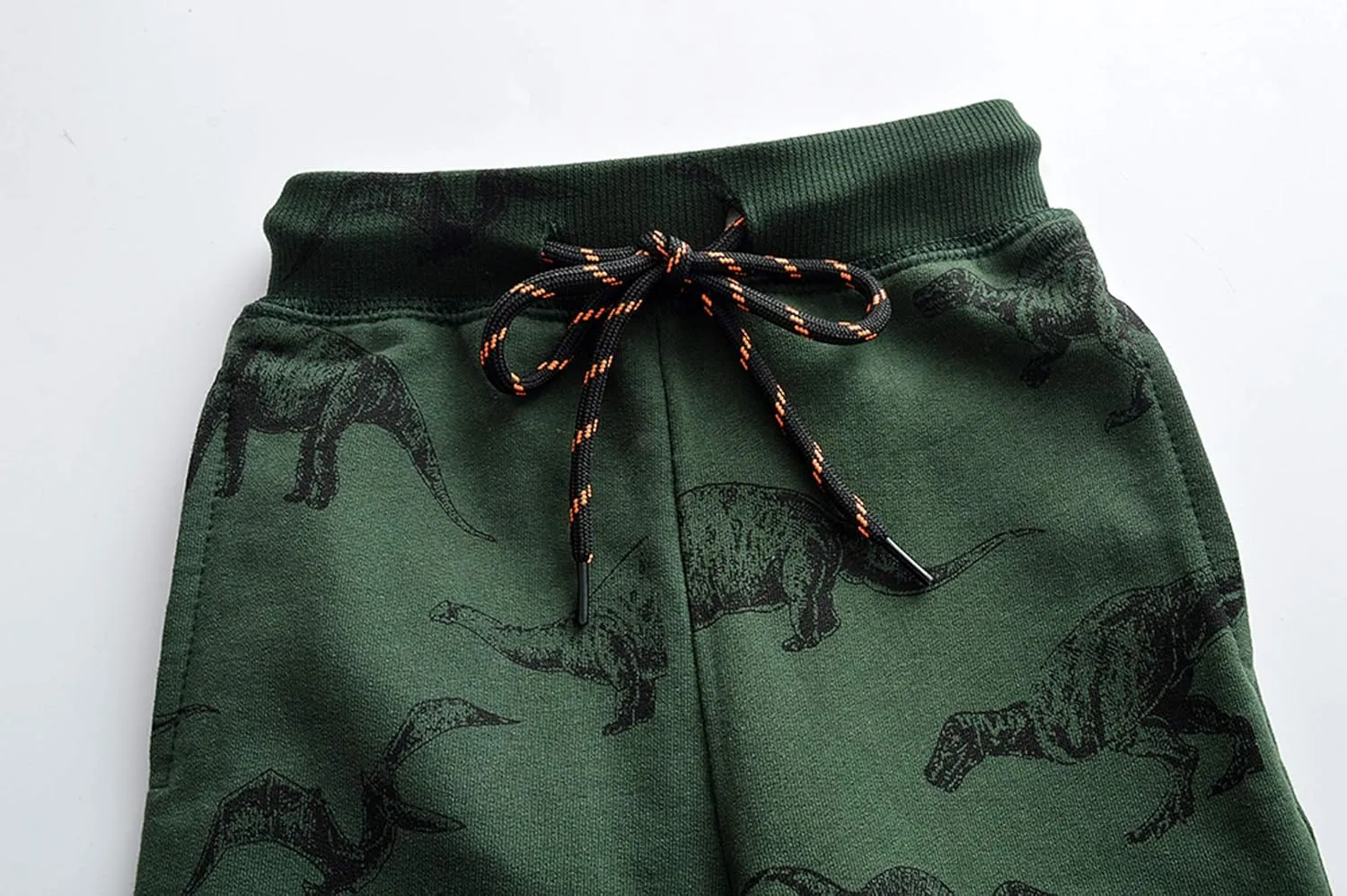 HUAER& Boys Cartoon Print Dinosaur Monkey Pattern Cotton Pants Drawstring Elastic Sweatpants