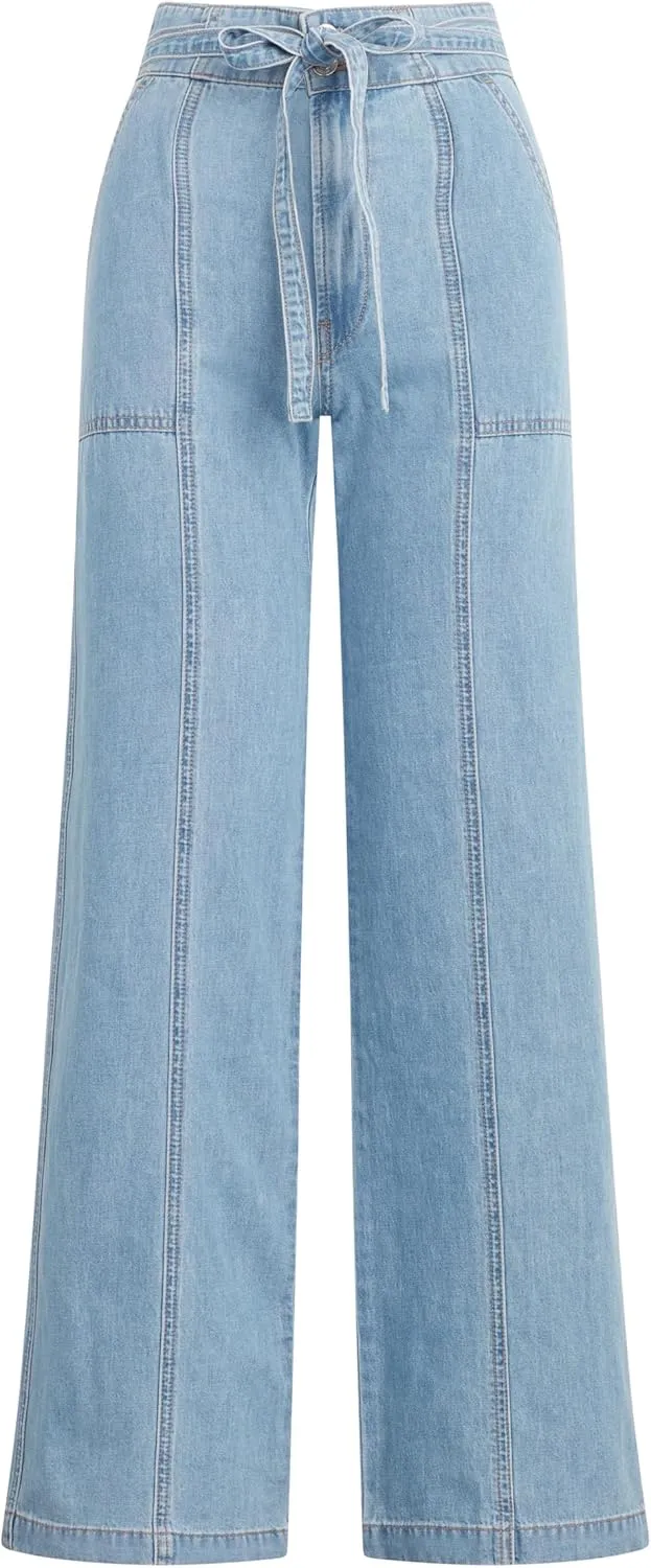 HUDSON Women's Tie Waist Wide Leg Trouser