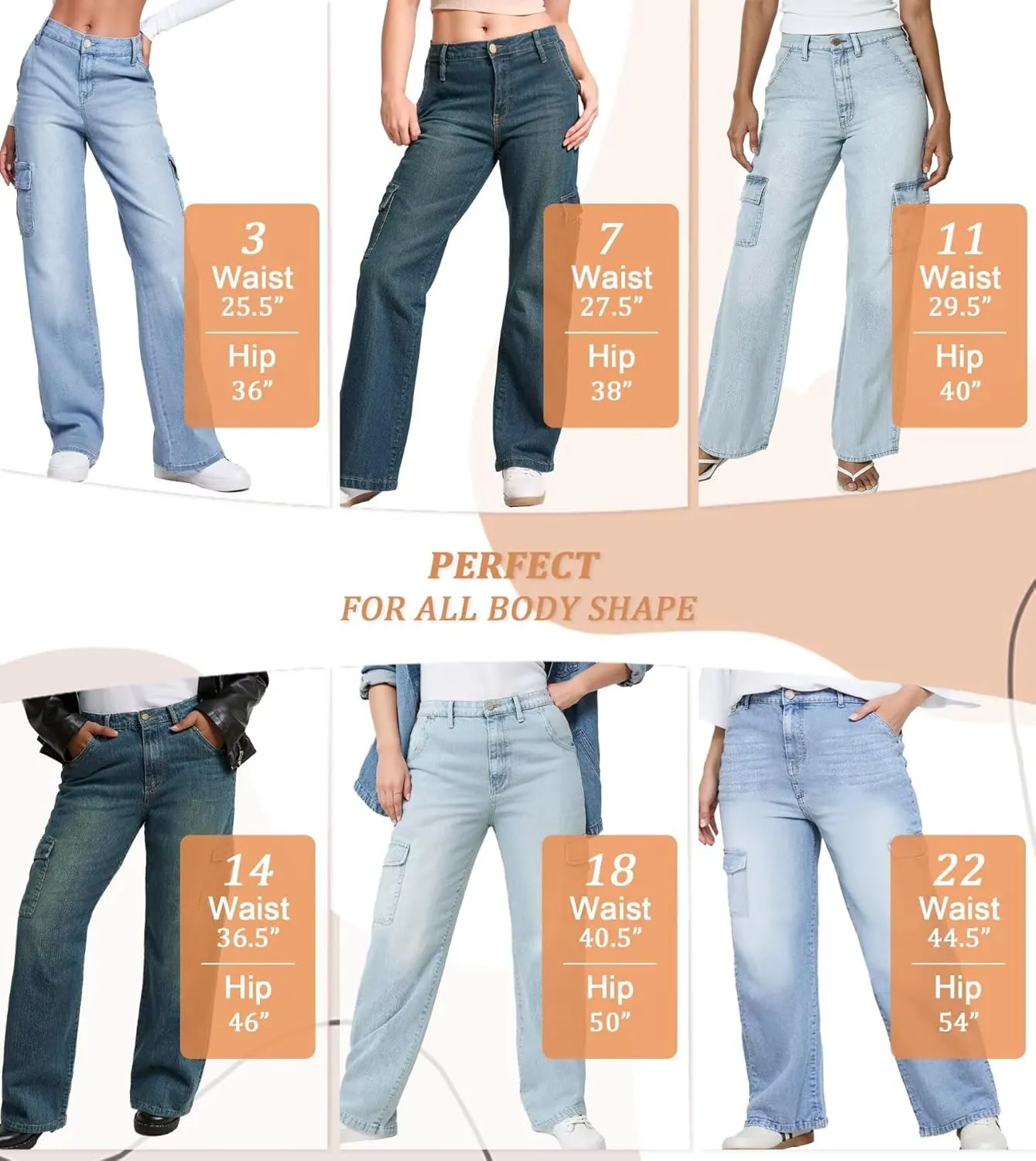Hybrid & Company Womens Casual Stretch Straight Fit Wide Leg Denim Pants with 6 Pockets