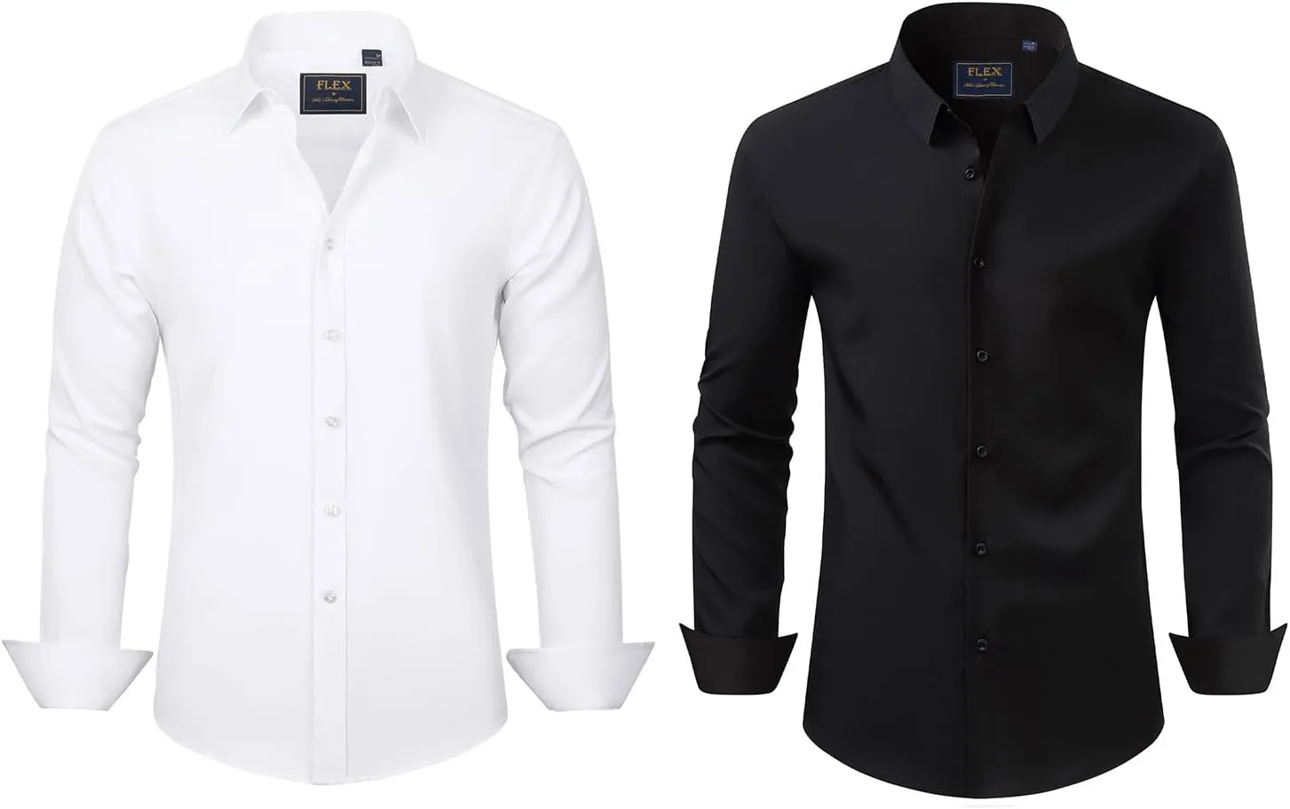 J.VER Men's Dress Shirts Solid Stretch Long Sleeve Formal Shirt Business Casual Button Down Shirts