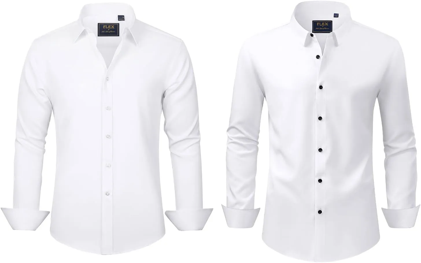 J.VER Men's Dress Shirts Solid Stretch Long Sleeve Formal Shirt Business Casual Button Down Shirts