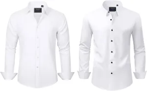 J.VER Men's Dress Shirts Solid Stretch Long Sleeve Formal Shirt Business Casual Button Down Shirts